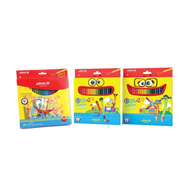 آریا مداد رنگی 2+24 رنگ جعبه مقوایی/عمده/بسته 6 تایی