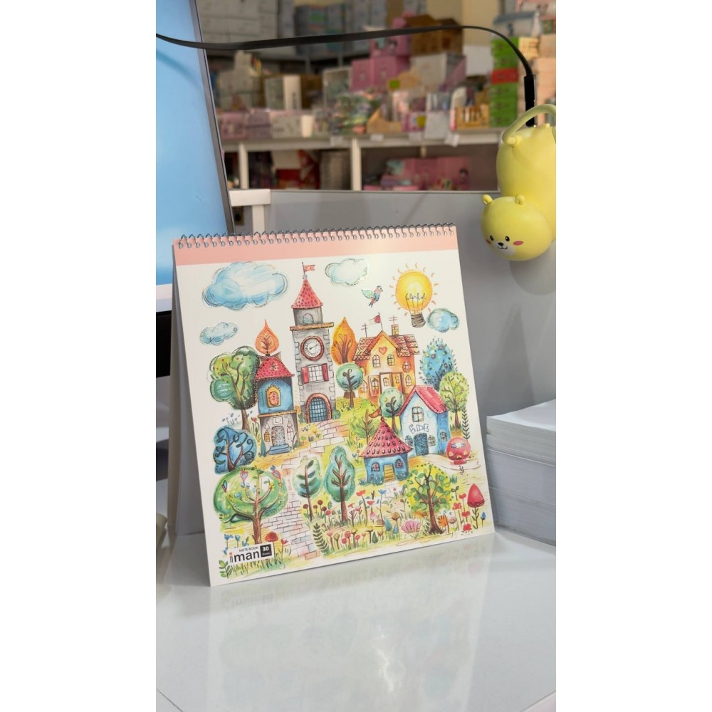 دفتر 30 برگ نقاشی قطع خشتی فانتزی ایمان / عمده /