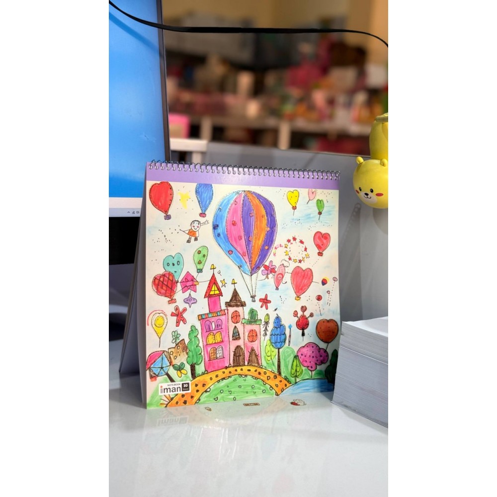 دفتر 30 برگ نقاشی قطع خشتی فانتزی ایمان / عمده /