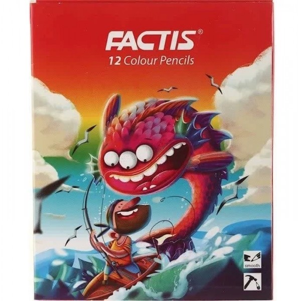 مداد رنگی 12 رنگ  کوتاه جعبه مقوایی فکتیس / عمده / قراص 12 بسته ای