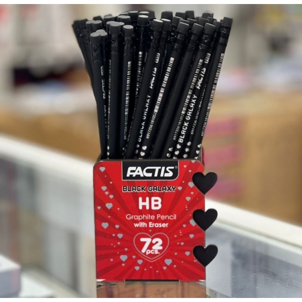 مداد مشکی پاکن دار گلکسی فکتیس  / عمده / لیوان 72 تایی