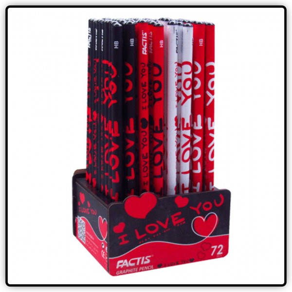 مداد مشکی طرح I LOVE YOU فکتیس  / عمده / لیوان 72 تایی