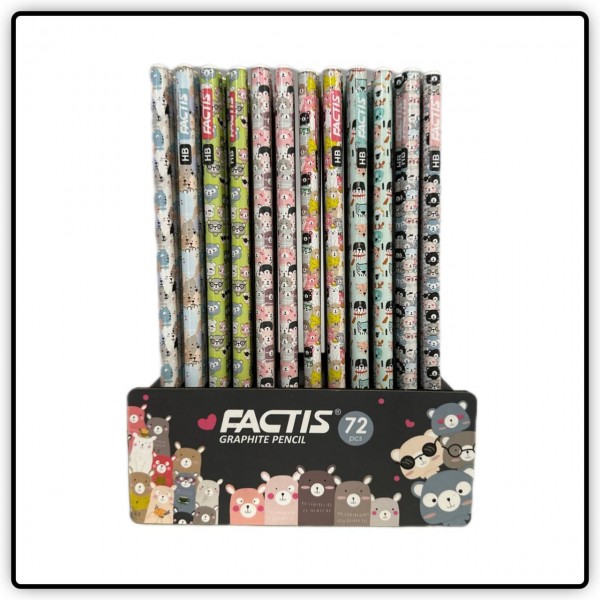 مداد مشکی طرح خرس فکتیس  / عمده / لیوان 72 تایی
