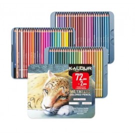 کالور مداد رنگی 2+72 رنگ متالیک جعبه فلزی KALOUR 