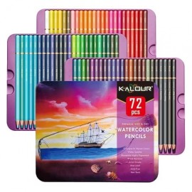 کالر مداد رنگی 72 رنگ آبرنگی جعبه فلزی  KALOUR