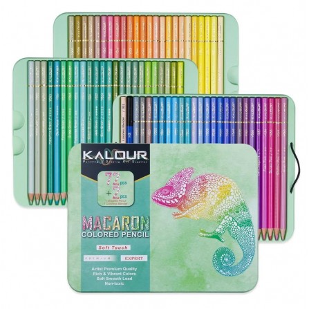 کالر مداد رنگی 2+72  رنگ جعبه فلزی KALOUR مدل MACARON
