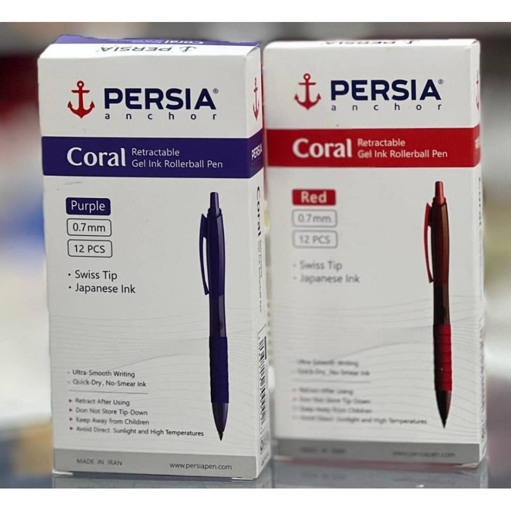  خودکار 0.7 میل فشاری گریپ دار  پرشیا کورال /عمده/ 12 تایی