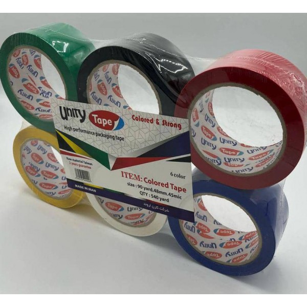 چسب رنگی 5 سانت 90 یارد 45 میکرون یونیتی  / عمده /